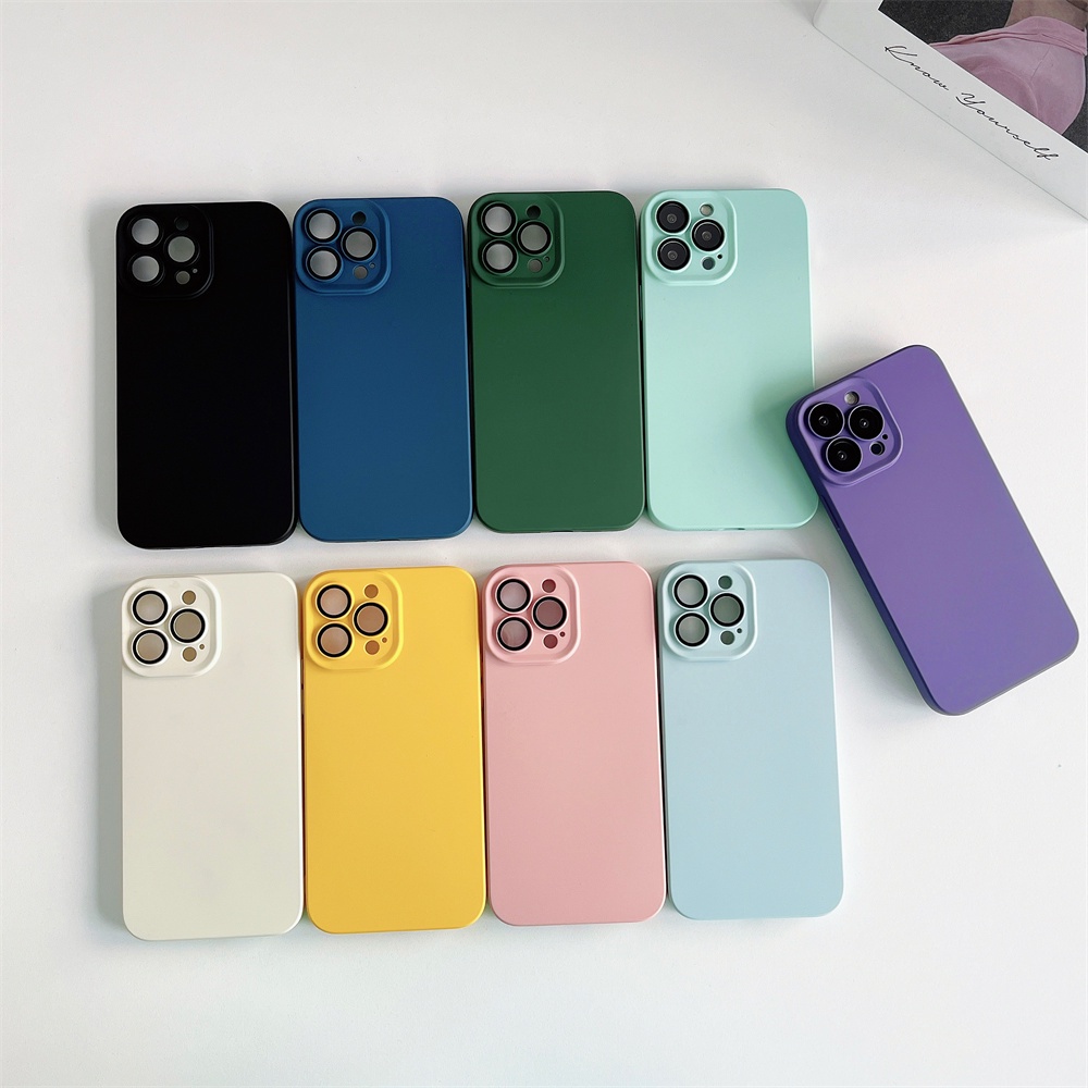 Ốp Điện Thoại iPhone 14 plus 13 12 11 Pro max case ốp lưng điện thoại iphone 14 promax Màu tím silicon Dẻo Kèm Miếng Dán Bảo Vệ lens Chống Bụi Bẩn / Sốc Sang Trọng Cho