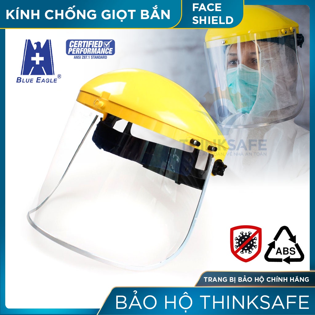 Kính chắn bảo hộ Blue Eagle Thinksafe, mũ kính bảo vệ che cả khuôn mặt, chống bụi, trong suốt, mài, phòng dịch, đa dụng