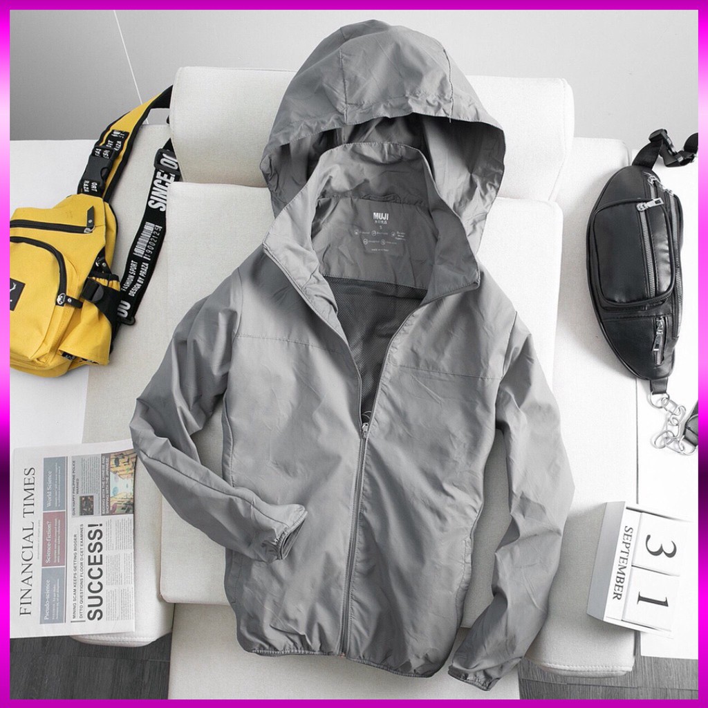 Áo Khoác Gió Nam Nữ Có Mũ 2 Lớp Vải Dù Chống Nước 100% , Áo Lạnh Mùa Đông Có Lớp Lót Lưới Thoáng Khí