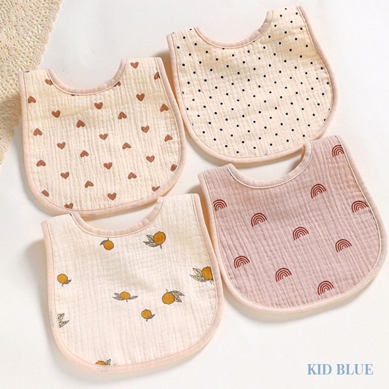 Yếm Ăn Hình Chữ U 6 Lớp Bằng Vải Cotton Phong Cách Mới Cho Bé Sơ Sinh