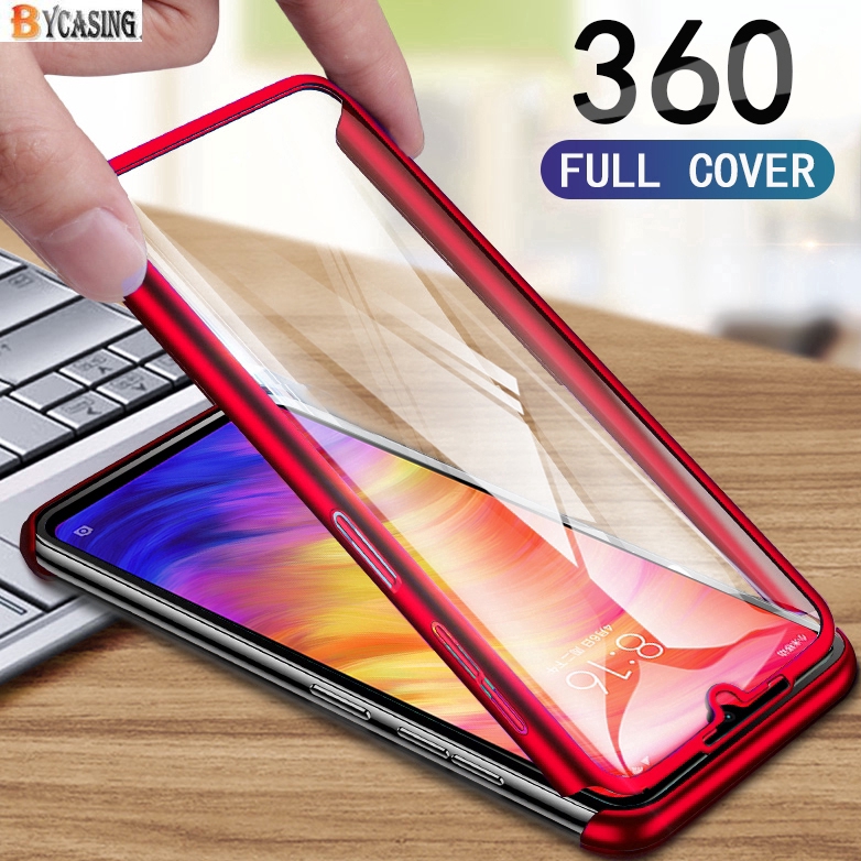 Ốp điện thoại kính cường lực + PC cứng bảo vệ toàn điện dành cho Xiaomi Mi 8 Lite Mi 9 A2 Lite Play Pocophone F1