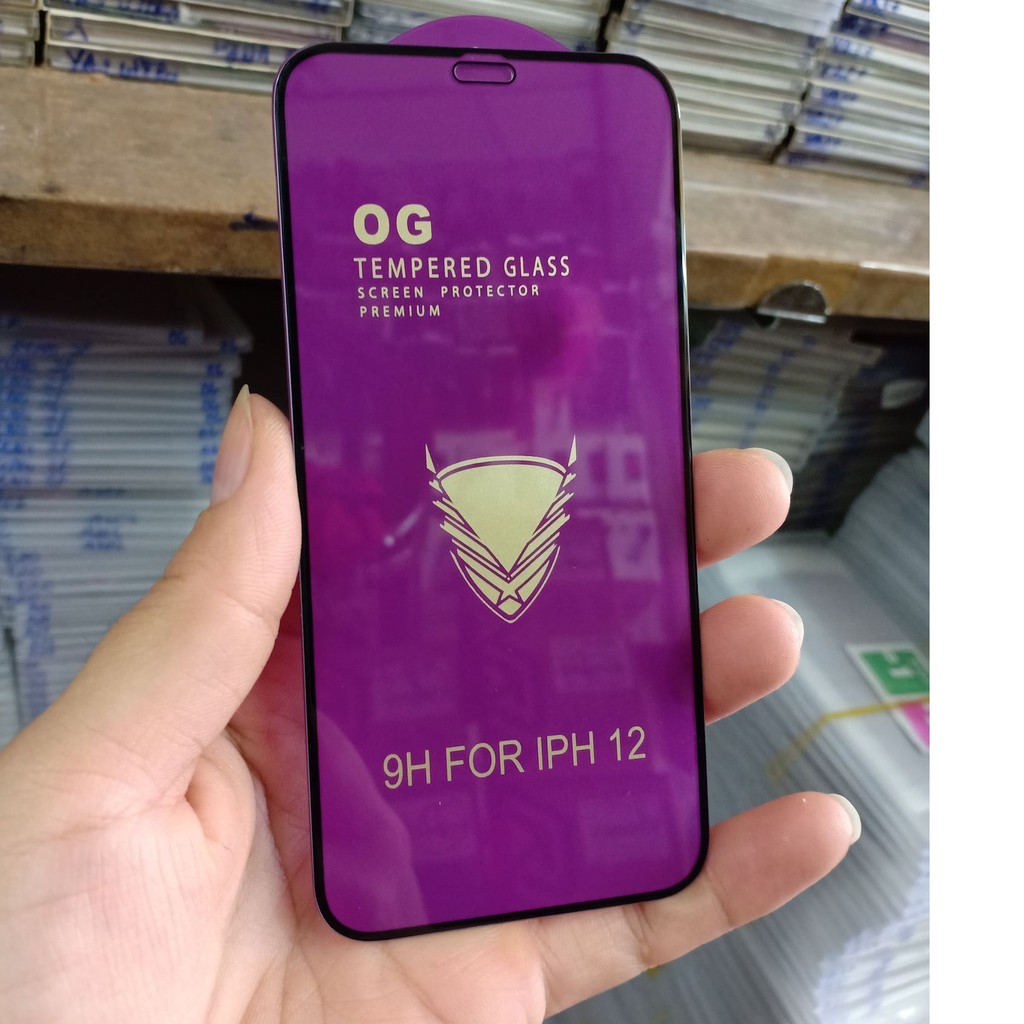 KÍNH FULL MÀN OG TÍM IPHONE 12/ 12PRO/ 12 PRO MAX
