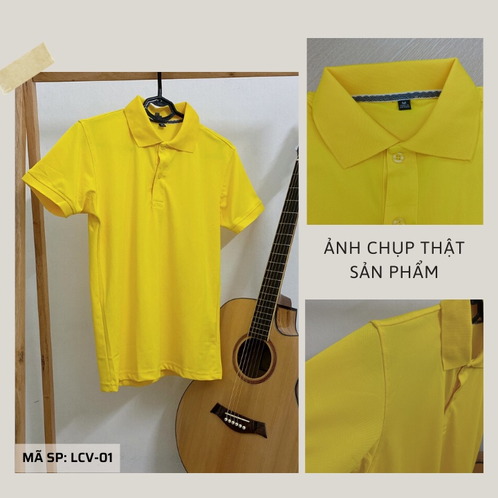 Áo POLO màu VÀNG - Áo phông Trơn Nam Nữ,ngắn tay có cổ,vải cao cấp không xù,co dãn 4 chiều. Nhận IN ẤN theo yêu cầu