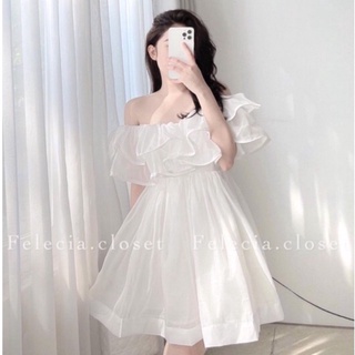 Váy trễ vai trắng bèo