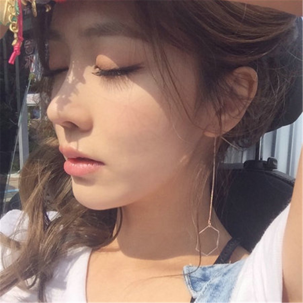 Khuyên tai dài kiểu dáng hình học độc đáo thời trang cho nữ