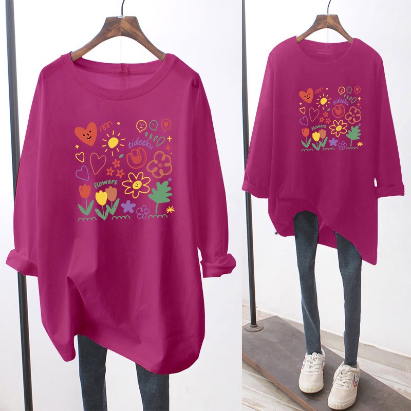 NRVP Áo Thun Nữ Dài Tay Cổ Tròn Thời Trang Hàn