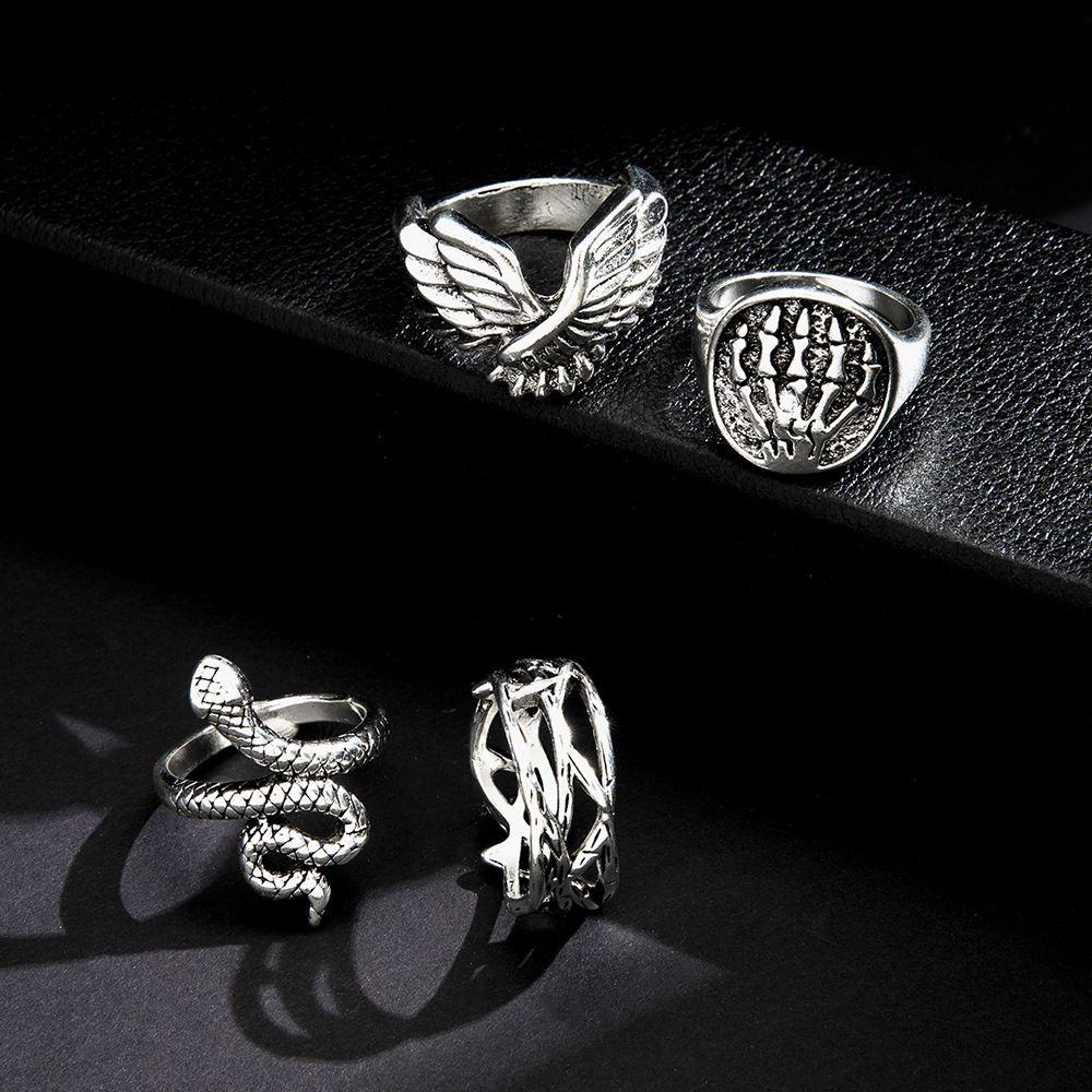 Set 4 Nhẫn Hình Vuông Phong Cách Hàn Quốc Thời Trang Cho Nam Và Nữ