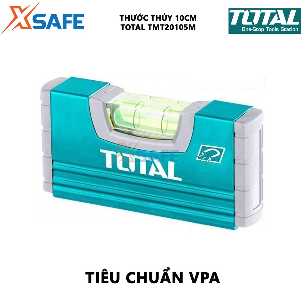Thước thủy từ tính TOTAL TMT20105M Thước thủy nam châm chiều dài 10cm, tiêu chuẩn VPA, độ dày 1,5mm - Chính hãng