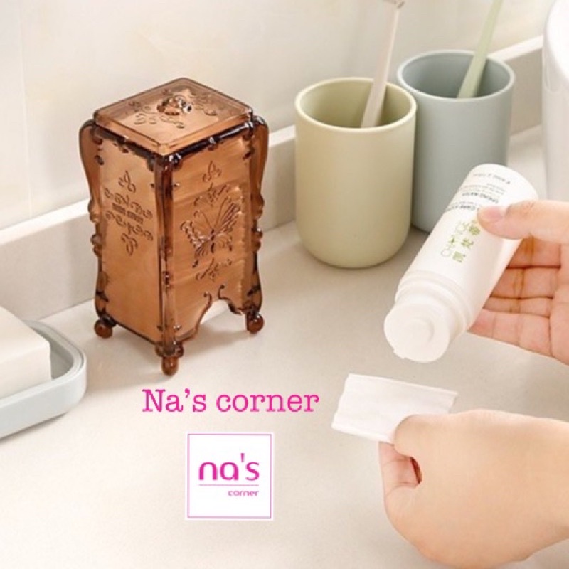 Hộp Đựng Bông Tẩy Trang Có Nắp Đậy Trang Điểm Mini Chống Bụi Cao Cấp