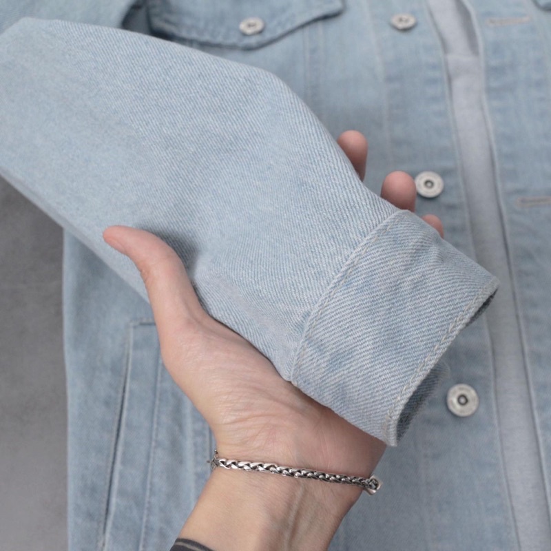 Áo khoác jean xanh bạc basic màu đẹp KPis Clothes form rộng oversize nam nữ sale 50%