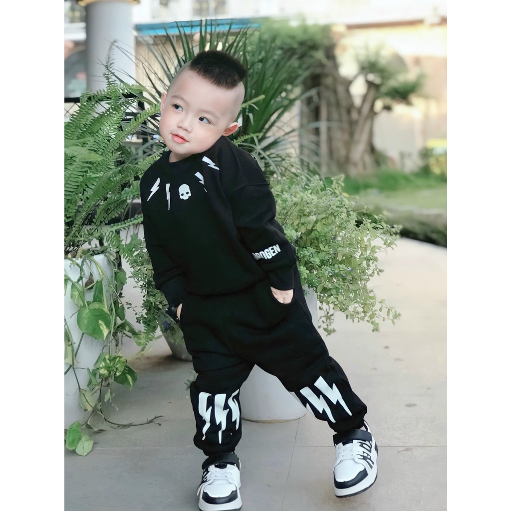 Bộ quần áo tia sét hydro cho bé , set sweater trẻ em unisex cao câp cotton, Gonz_kid