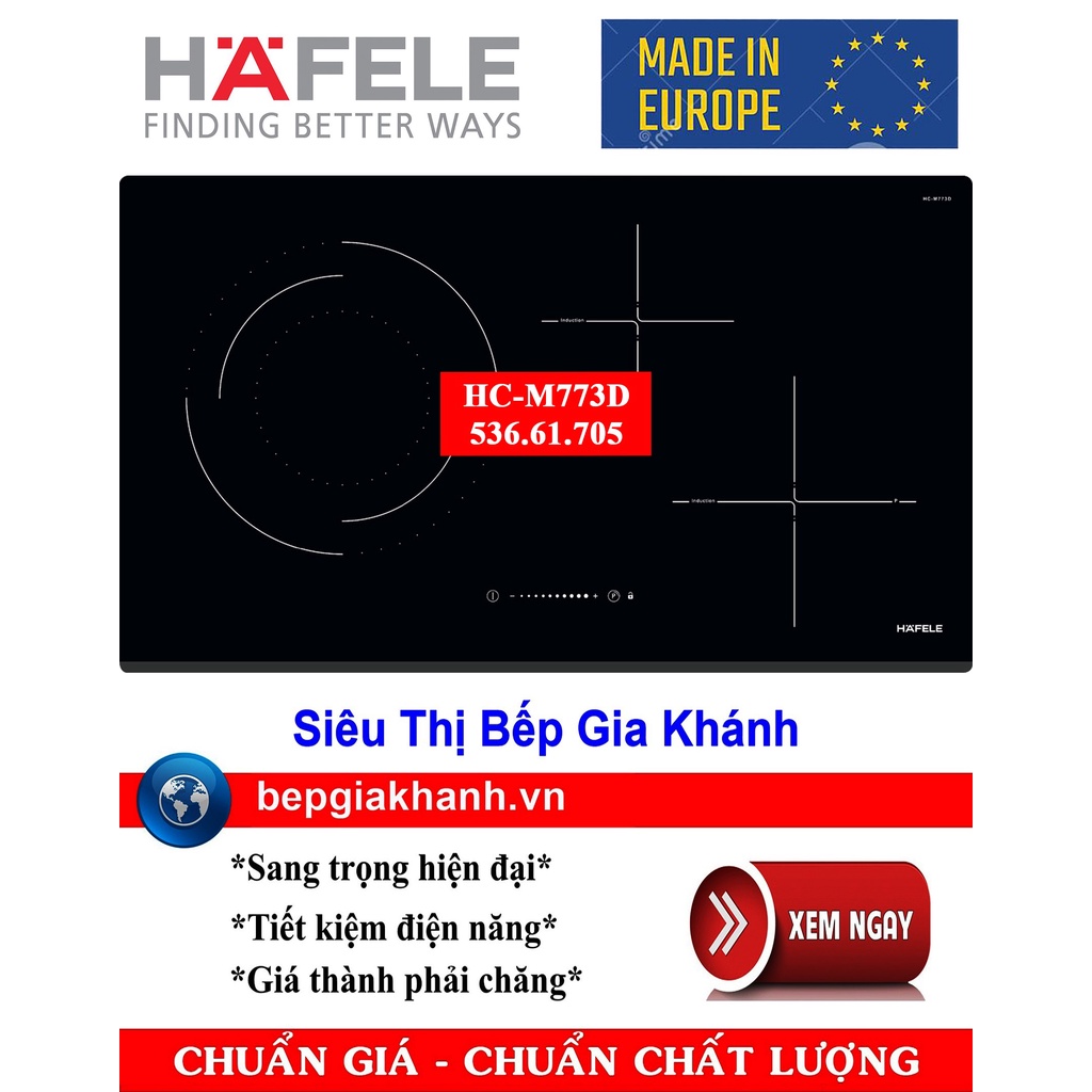 [HCM]Bếp điện từ 3 vùng nấu Hafele HC-M773D 536.61.705 nhập khẩu Châu Âu