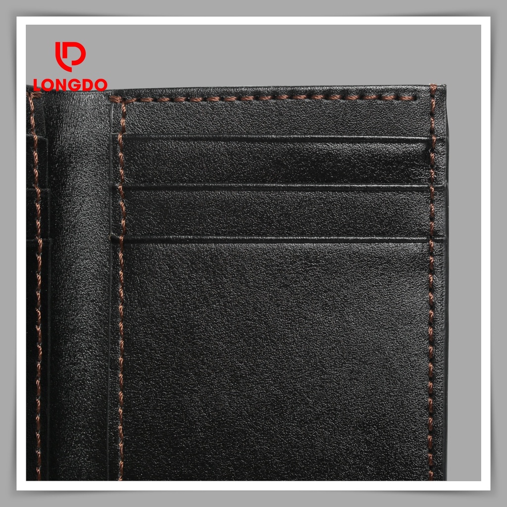 Ví da nam dáng đứng - Cam kết da bò thật 100% - Hàng chính hãng thương hiệu Longdo Leather - BD01