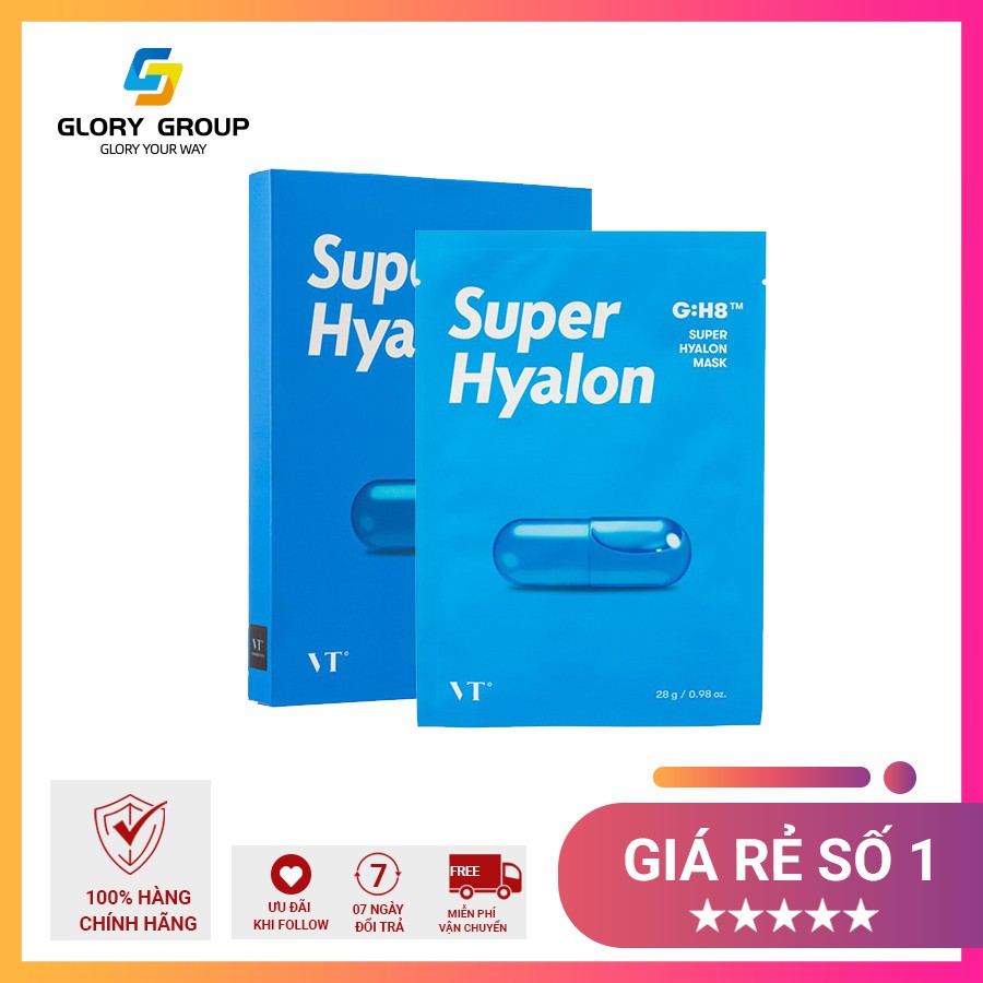 Hộp Mặt nạ 6 Miếng Cao Cấp cấp nước, dưỡng ẩm chuyên sâu VT Super Hyalon cấp nước tức thì, duy trì làn da ẩm mịn suốt ng