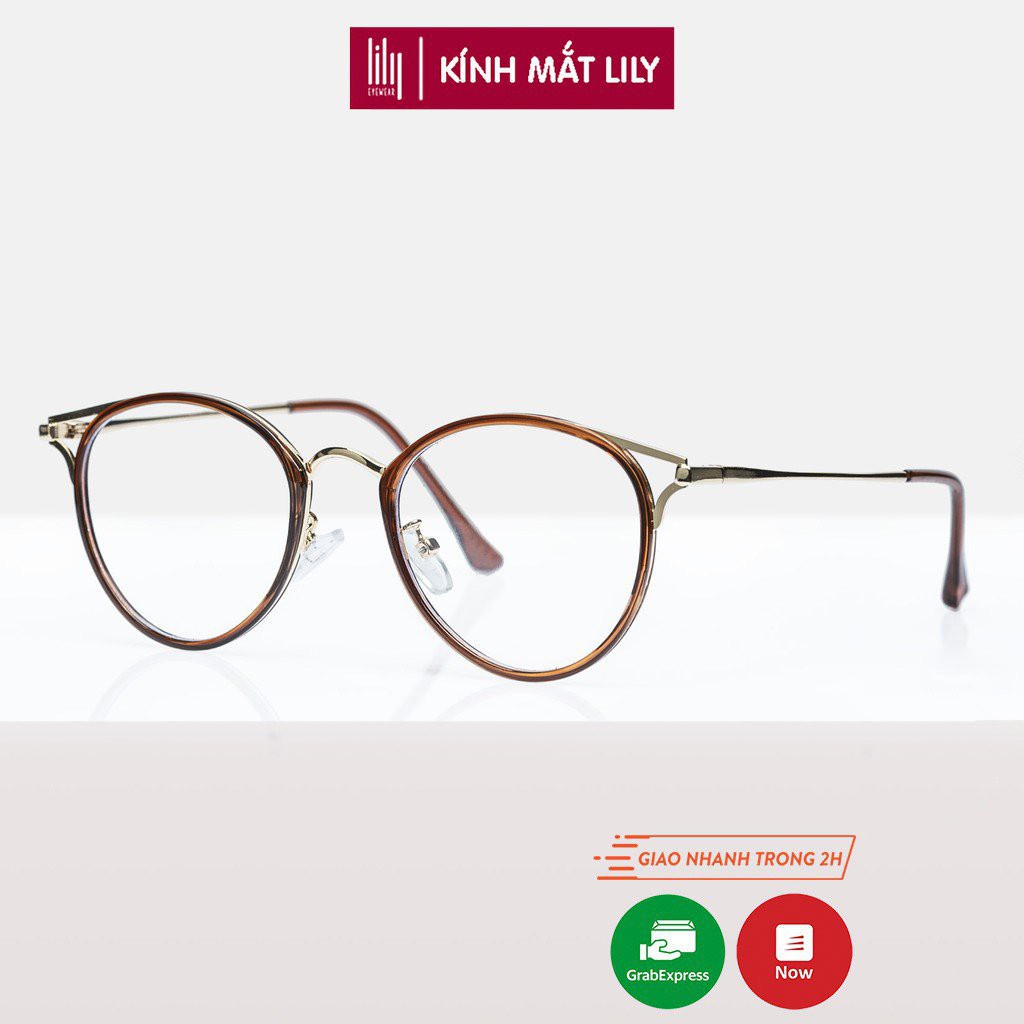 Gọng kính cận nữ Lilyeyewear mắt mèo kim loại thiết kế phong cách màu sắc thời trang 90029