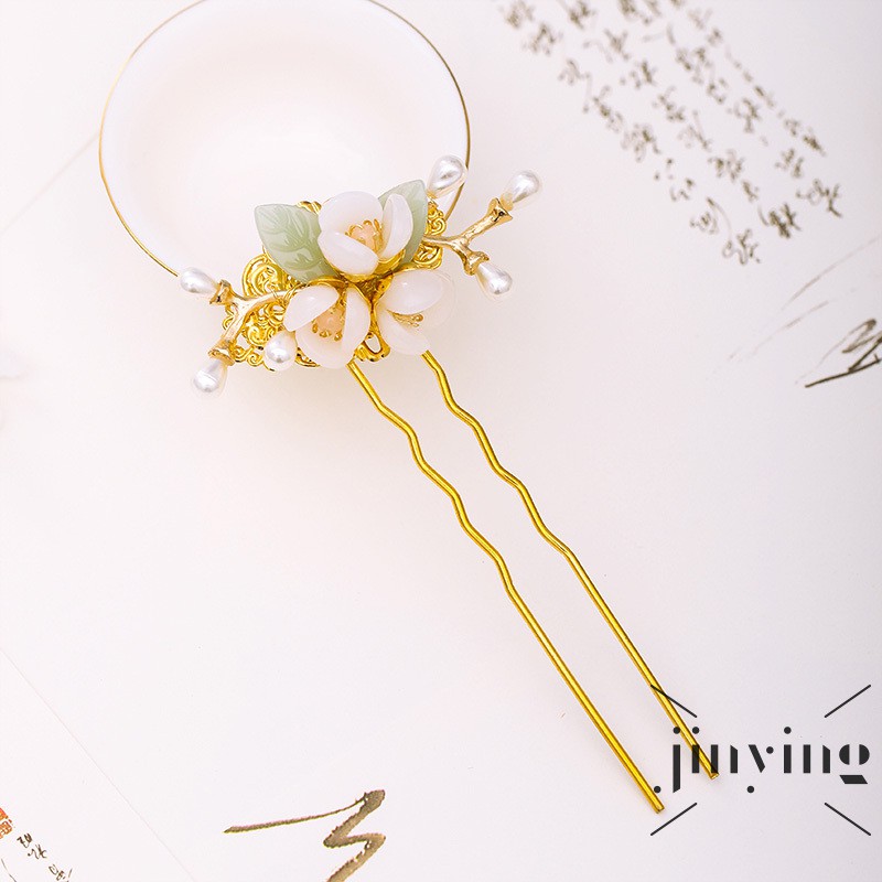 GETNOIVAS Trâm cài tóc trang trí họa tiết hình bông hoa đính ngọc trai giả phong cách cổ điển cho nữ