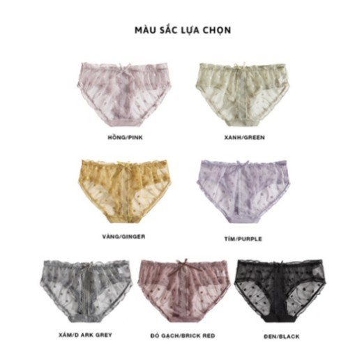 Quần lót ren tàng hình Midori dễ thương, Quần lót nữ tiết chấm bi kháng khuẩn gơi cảm R453