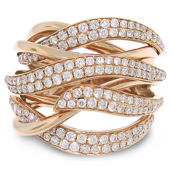 Nhẫn nhiều lớp mạ vàng hồng đính đá zircon