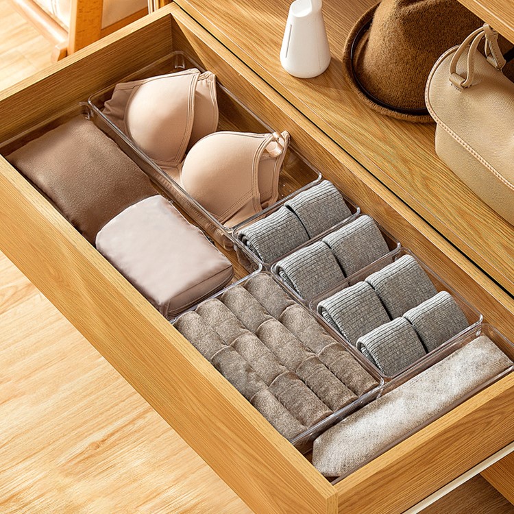 Khay nhựa chia ngăn cứng trong suốt đựng đồ đa năng tiết kiệm không gian Lynx Home