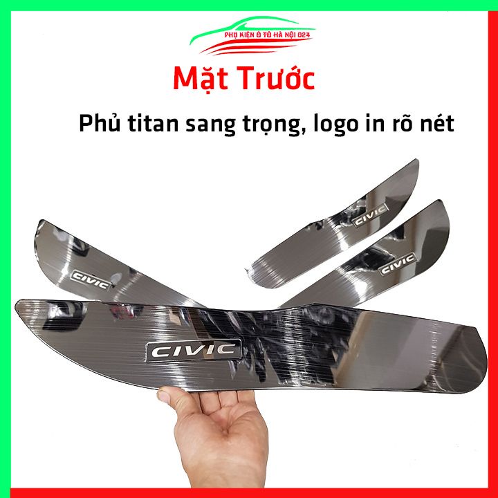 Bộ ốp tapli Civic 2016-2021 vân Titan chống xước va đập khi mở cửa và làm đẹp xe