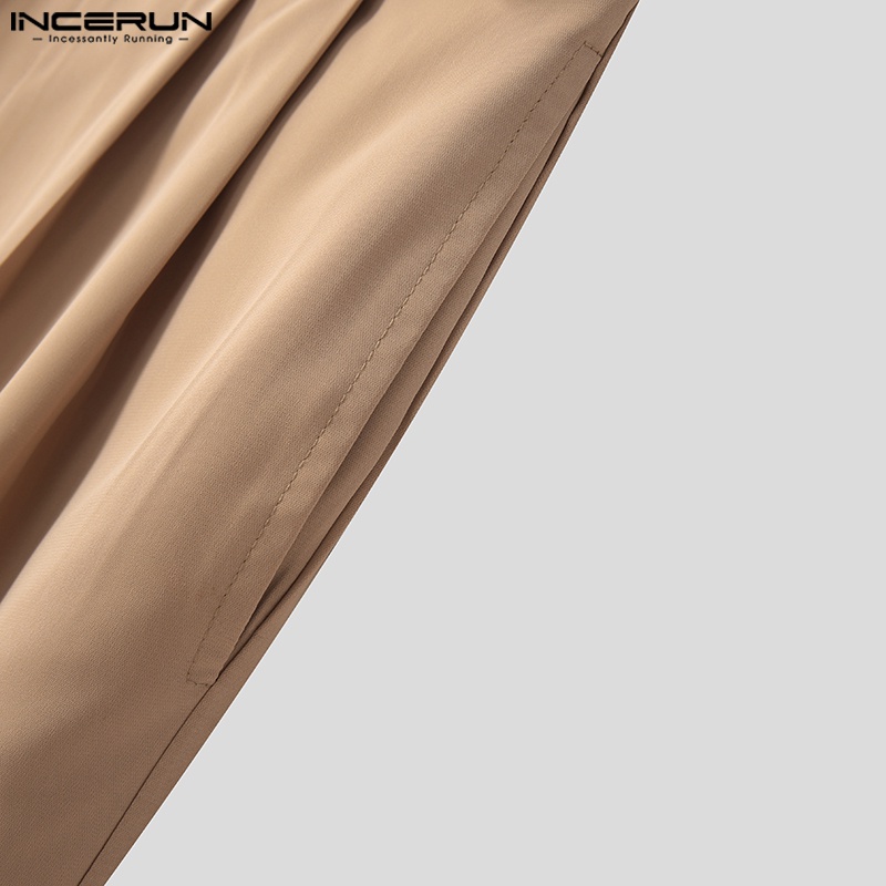 Quần tây INCERUN ống đứng màu sắc thanh lịch cho nam