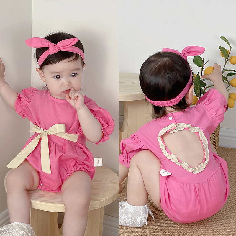 Set Quần Yếm + Băng Đô Tạo Hình Hoa Dễ Thương Cho Bé Gái