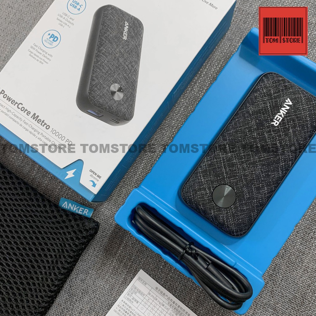 Pin sạc dự phòng Anker PowerCore Metro 10000mAh PD - Anker A1239 bản bọc vải cao cấp hỗ trợ sạc nhanh 18w - BH 18 tháng