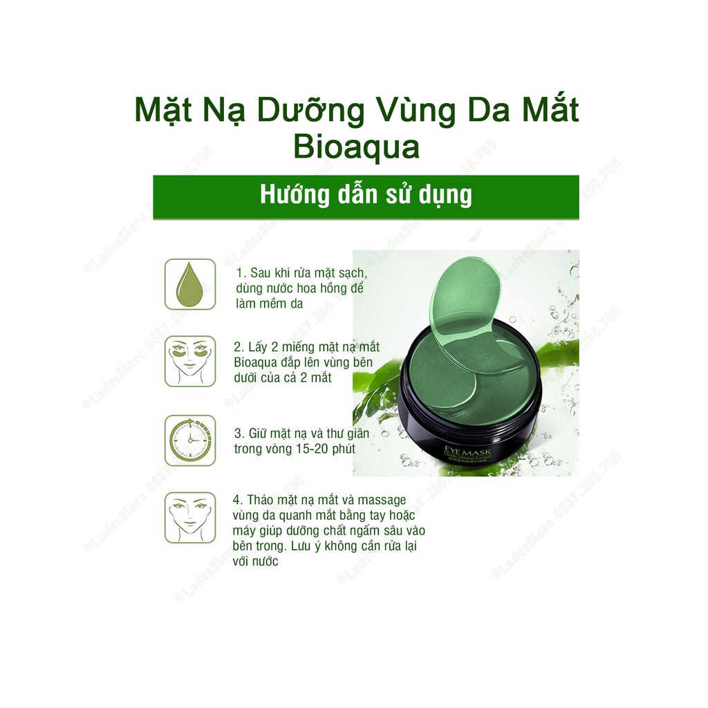 Mặt Nạ Đắp Mắt BiOAQua Chiết Suất Tảo Biển Bổ Sung Nước Hộp/60 Cặp