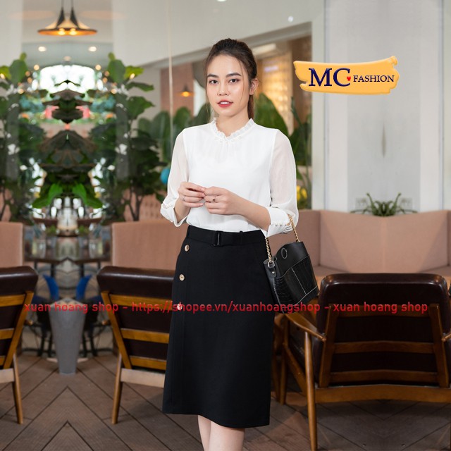 Chân Váy Chữ A Dáng Dài Công Sở Nữ Đẹp, Lưng Cao Mc Fashion Màu Đen, Chất Vải Co Giãn Nhẹ, Size Đủ Cv0443