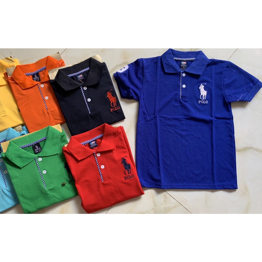 Áo Polo bé trai bé gái áo thun có cổ chất liệu cotton cao cấp co dãn 4 chiều họa tiết thêu cực đẹp cho các bé