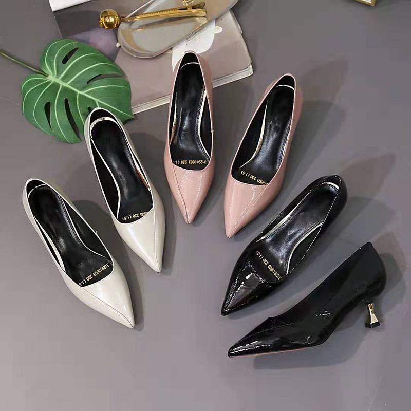 Giày cao gót 2019 phiên bản mới của Hàn Quốc theo xu hướng mạng màu đỏ Giày nữ đơn sắc Giày thời trang châu Âu xuyên