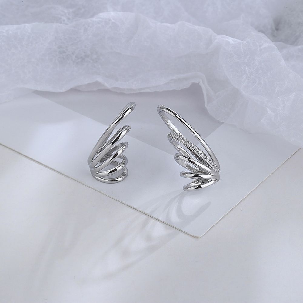 Khuyên kẹp vành tai đính đá zircon nhiều màu phong cách punk Hàn Quốc thanh lịch cho nữ