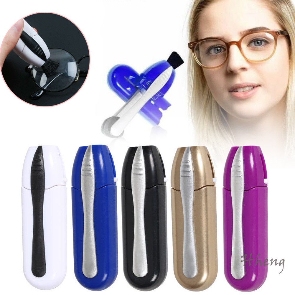 2 In 1 Portable Glasses Cleaner Brush Eyeglass Lens Cleaner Efficient Durable Carbon Microfiber 