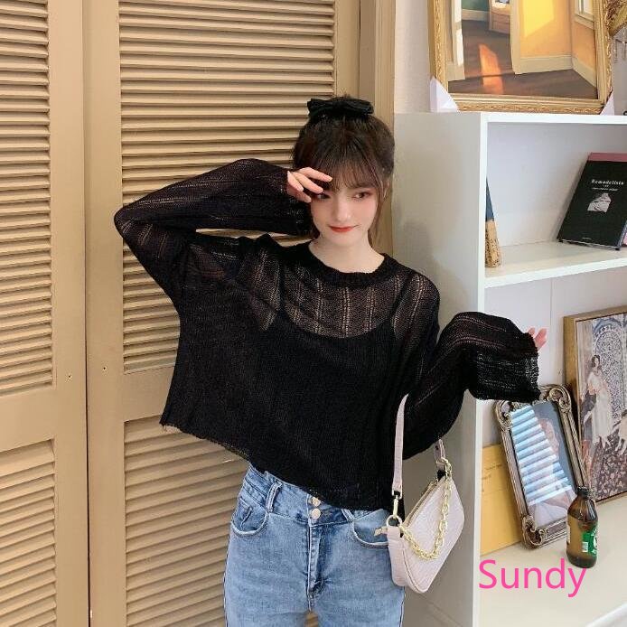 Áo Dệt Kim Tay Dài Cổ Tròn Thời Trang Mùa Thu Quyến Rũ Cho Nữ