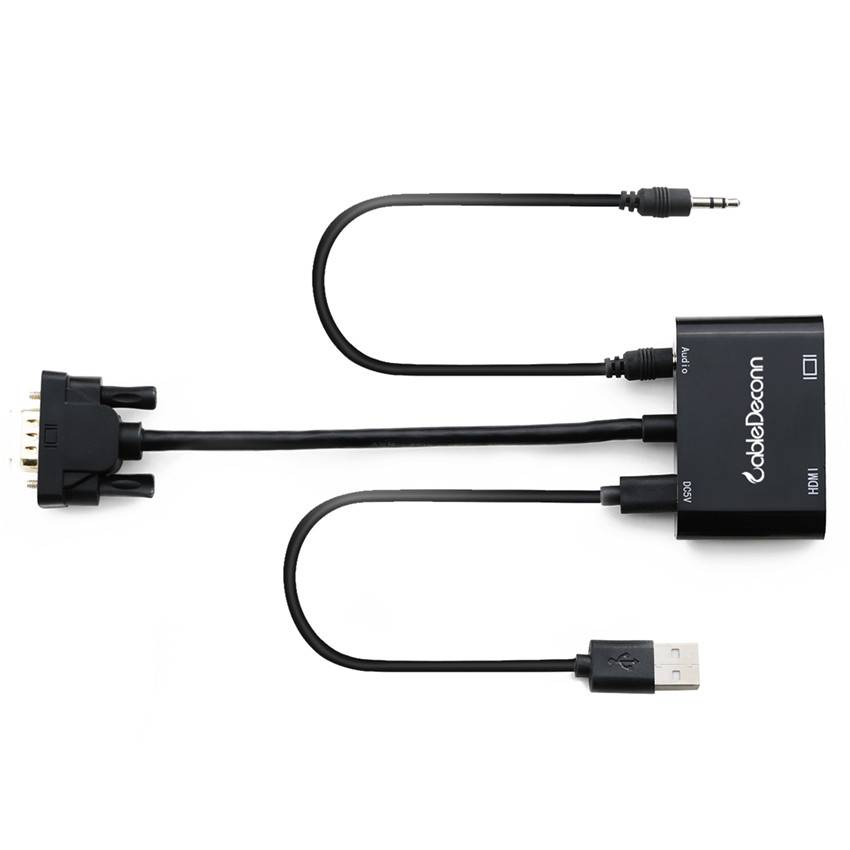 Bộ Chuyển Đổi Vga Sang Hdmi Với Giắc Cắm 3.5mm Hỗ Trợ Âm Thanh Kép Cho Máy Chiếu / Hdtv