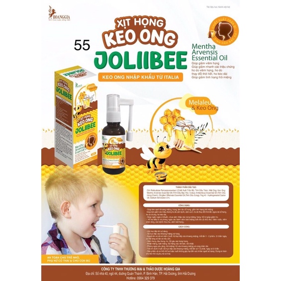 Xịt họng keo ong Joliibee_Hỗ trợ giảm viêm họng,ho kéo dài,giảm hôi miệng