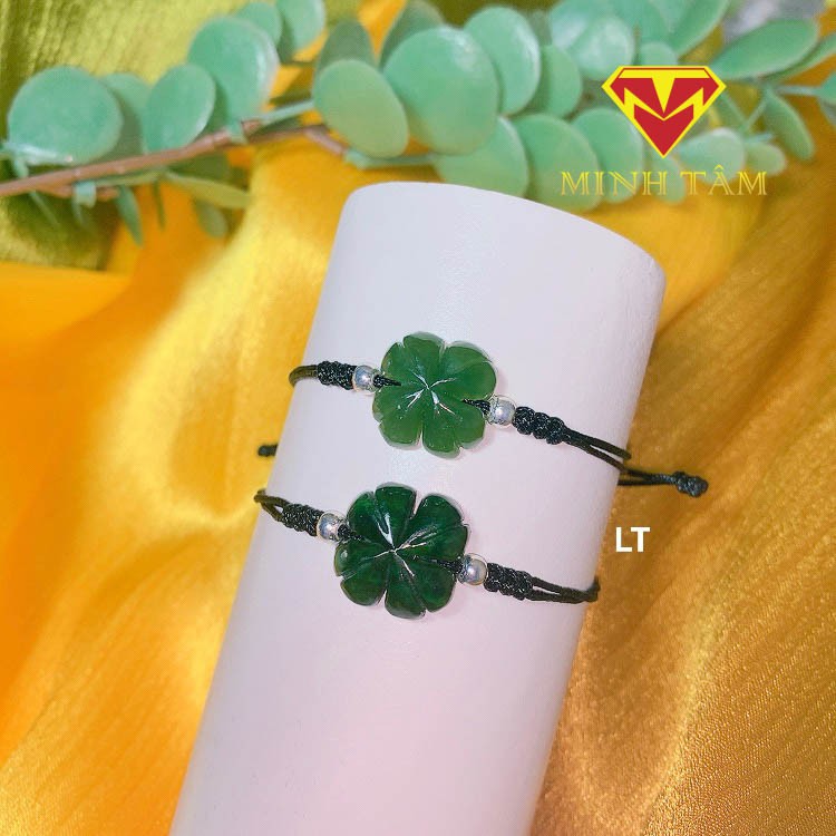 Vòng tay cỏ bốn lá Ngọc Sơn Thủy may mắn-Minh Tâm Jewelry