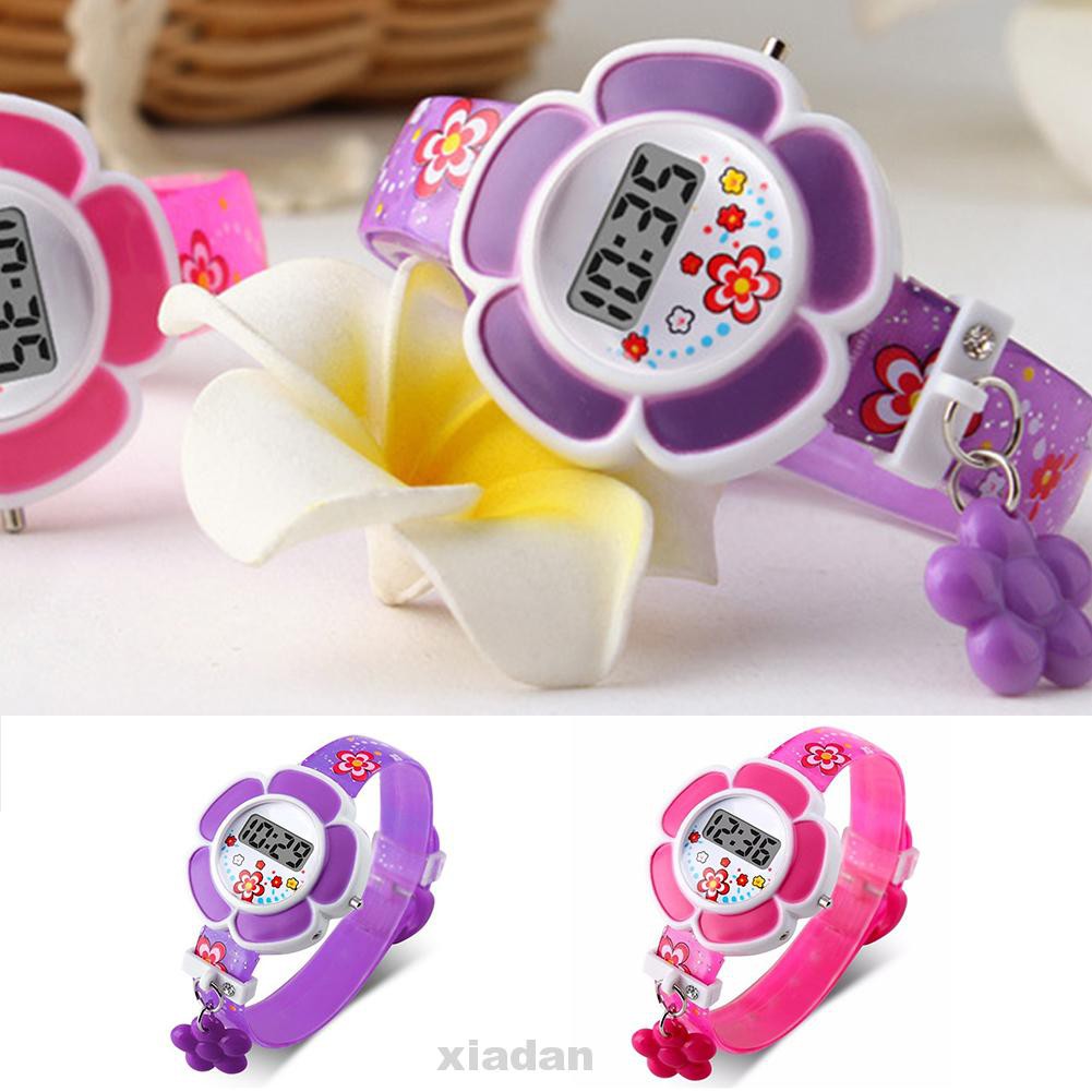 Cartoon flowers Leather Wrist Watch Lady Girl Women Teens Kids Watches