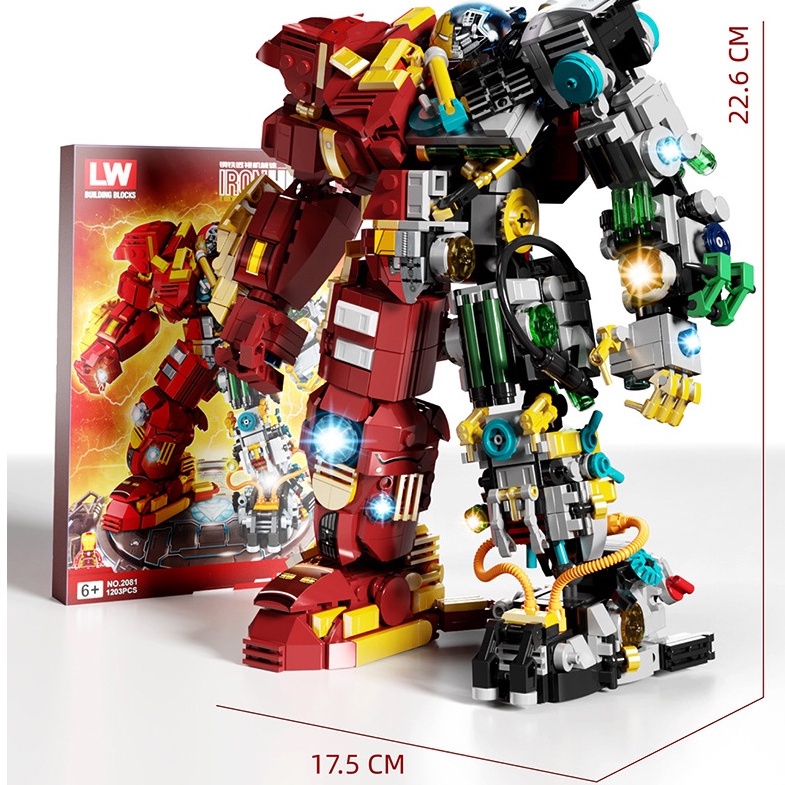 Đồ Chơi Lắp Ráp Kiểu LW2081 Mô Hình Người Sắt Khổng Lồ Xanh Mecha Iron Hulk Buster Model 1203 Mảnh