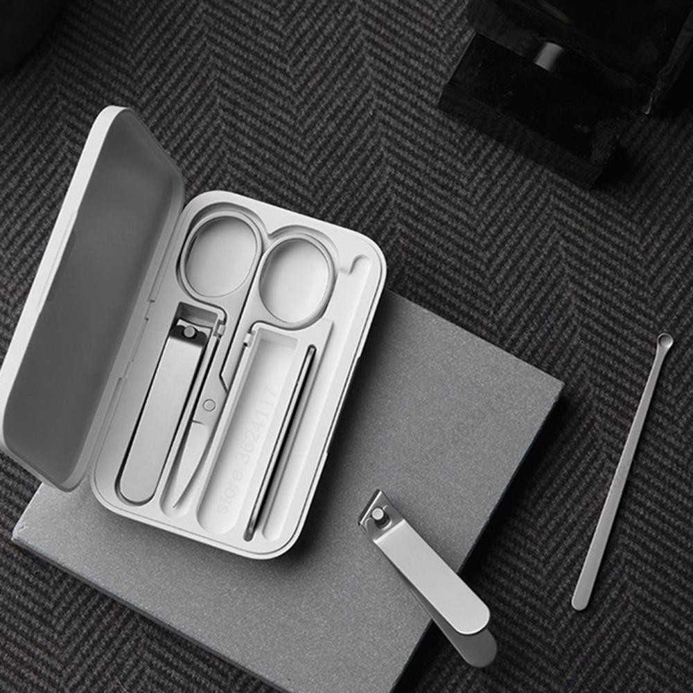 Bộ dụng cụ chăm sóc móng Xiaomi Mijia 5 món Splash-Proof Nail Clippers Set Version kìm bấm dũa móng tay kéo ngoáy tai