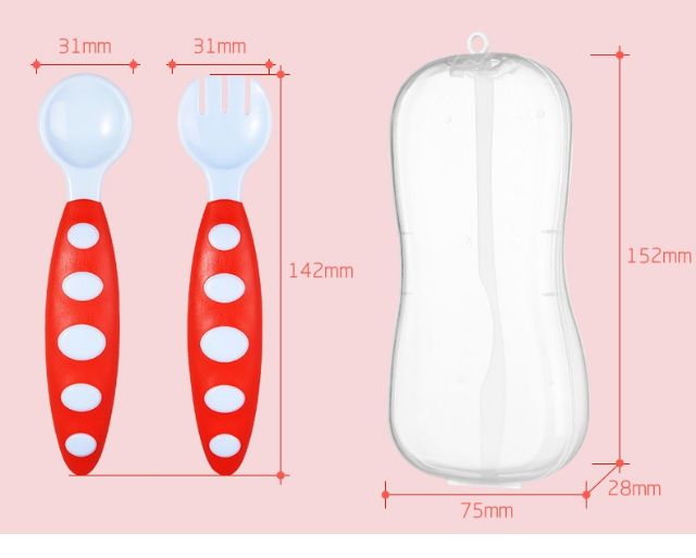 Thìa Dĩa Ăn Dặm Kèm Hộp Đựng Cho Bé Nhựa An Toàn TD01