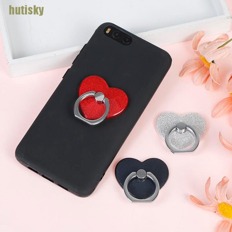 hutisky Universal heart glitter finger ring mobile phone smartphone stand holder CDH