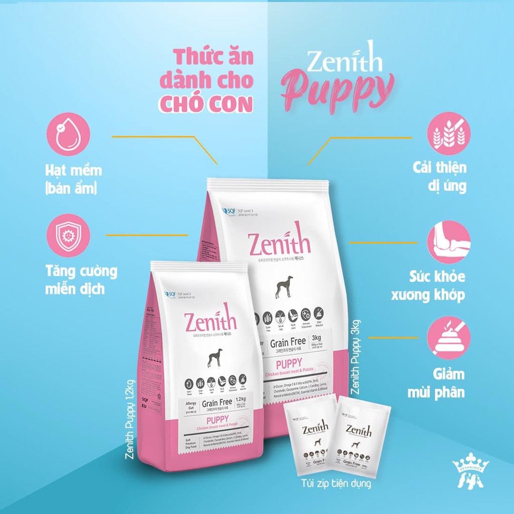 Thức Ăn Hạt Mềm Chó Con Zenith Puppy bịch 300g - 1,2kg