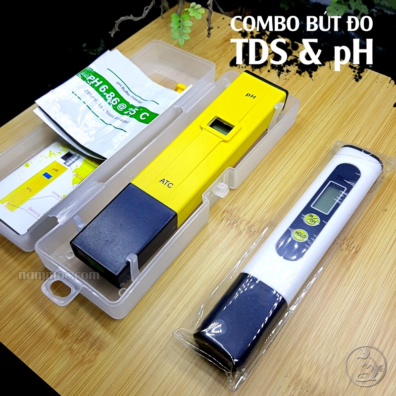 COMBO Bút Đo pH &amp; TDS New [2 cây] | Bộ Bút Đo Kiểm Tra Chất Lượng Nước Uống, Thuỷ Canh, Bể Cá Cảnh, Thuỷ Sinh