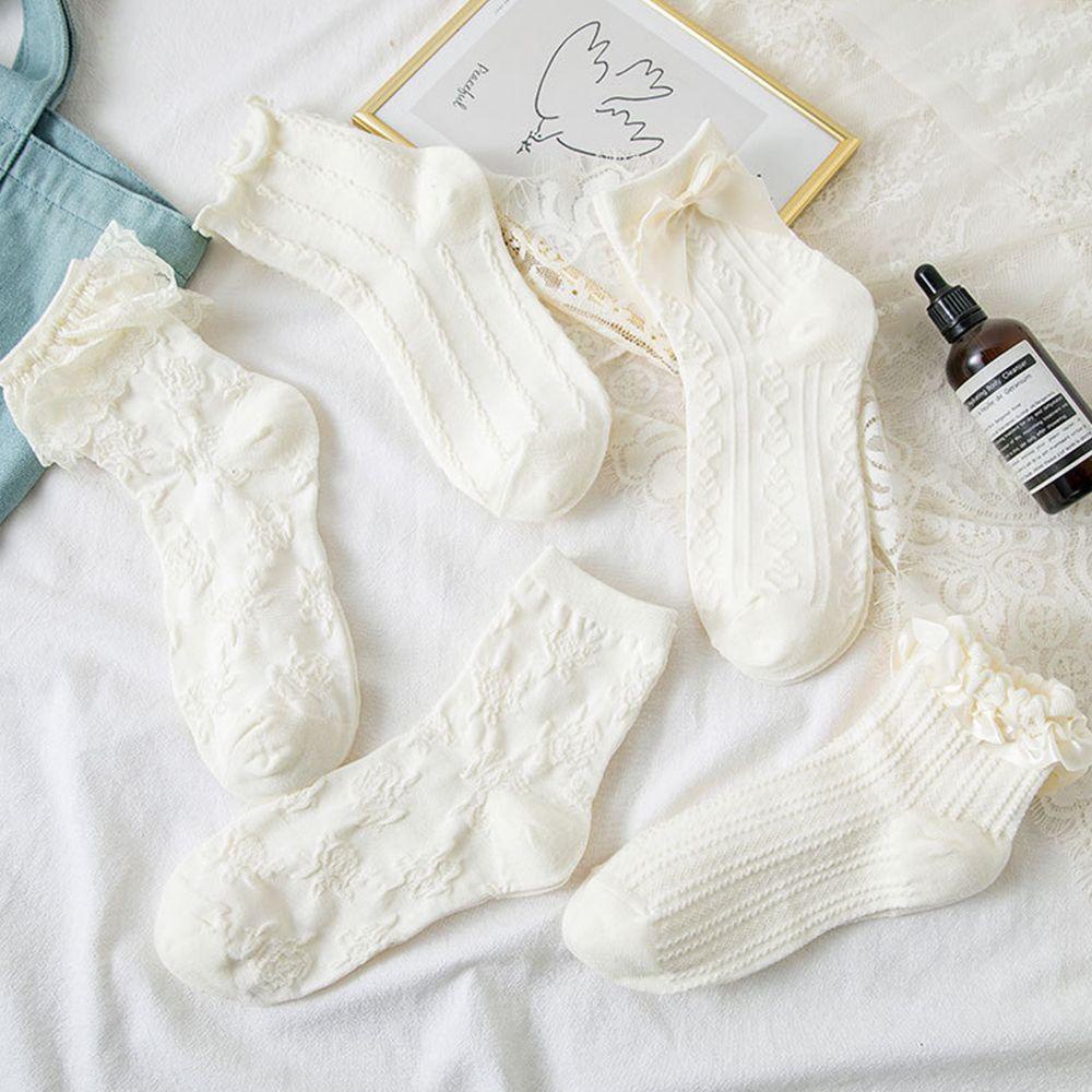 BACK2LIFE Vớ Nữ Phối Ren Đính Nơ Phong Cách Lolita Dễ Thương