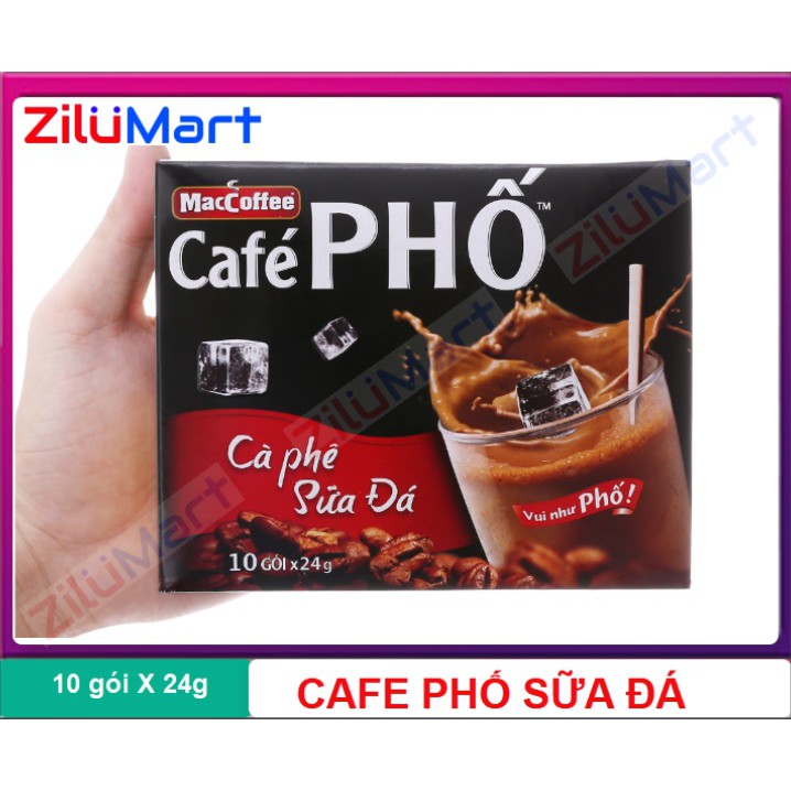 Hộp Cà phê Phố sữa đá MacCoffee thơm ngon sảng khoái 240g ( 10 gói x 24g ) | BigBuy360 - bigbuy360.vn