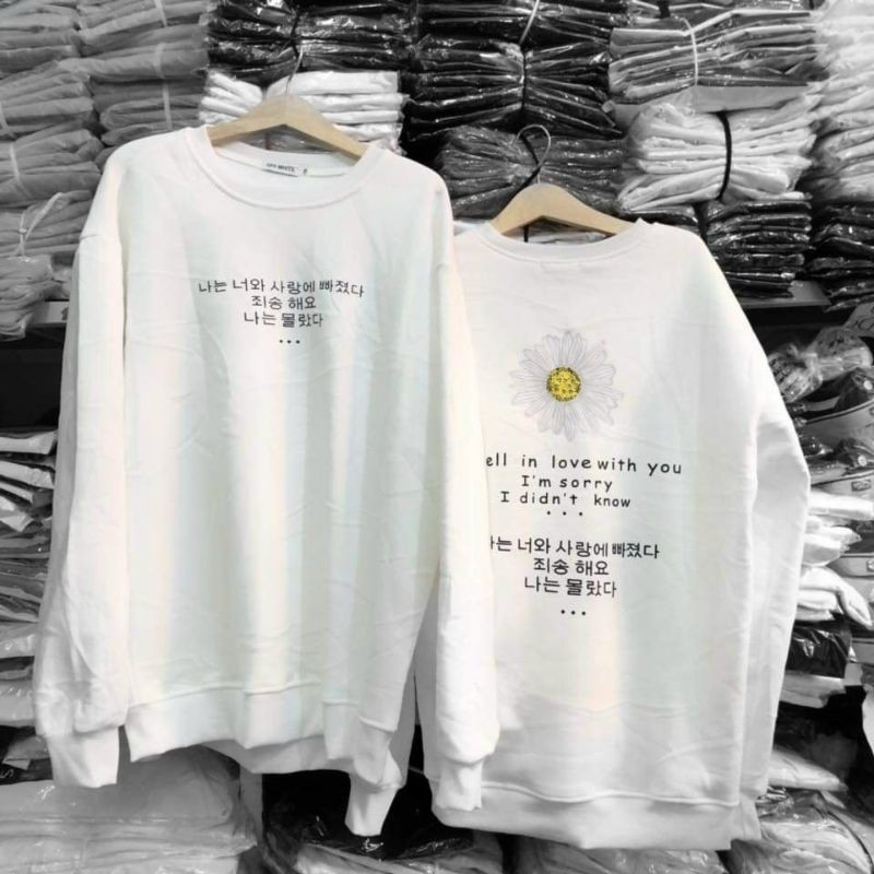 (Video Ảnh Thật )Áo sweater thun tay dài nỉ bông in hoa cúc Ulzzang form Unisex Nam Nữ Couple đều mặc được  - Sweater HL | BigBuy360 - bigbuy360.vn