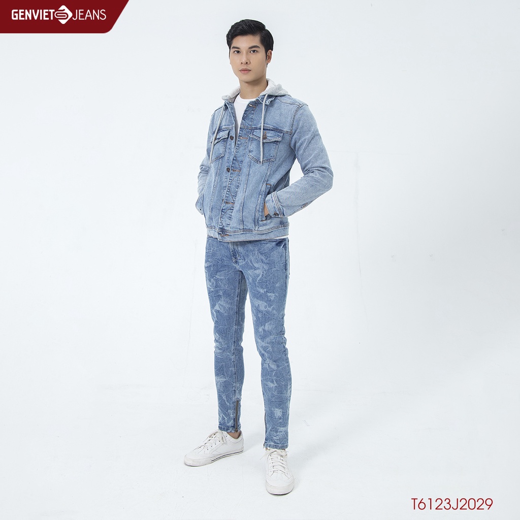 Áo Khoác Jeans Mũ Nỉ Nam GENVIET T6123J2029