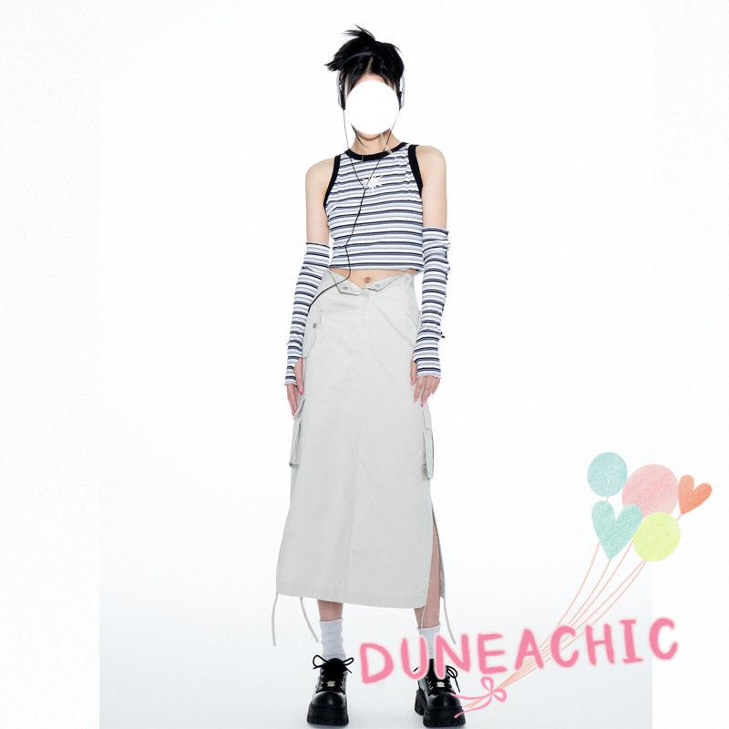 DUNEA Chân Váy Dài Trung Bình Ống Đứng Phong Cách Retro Công Sở Cho Nữ