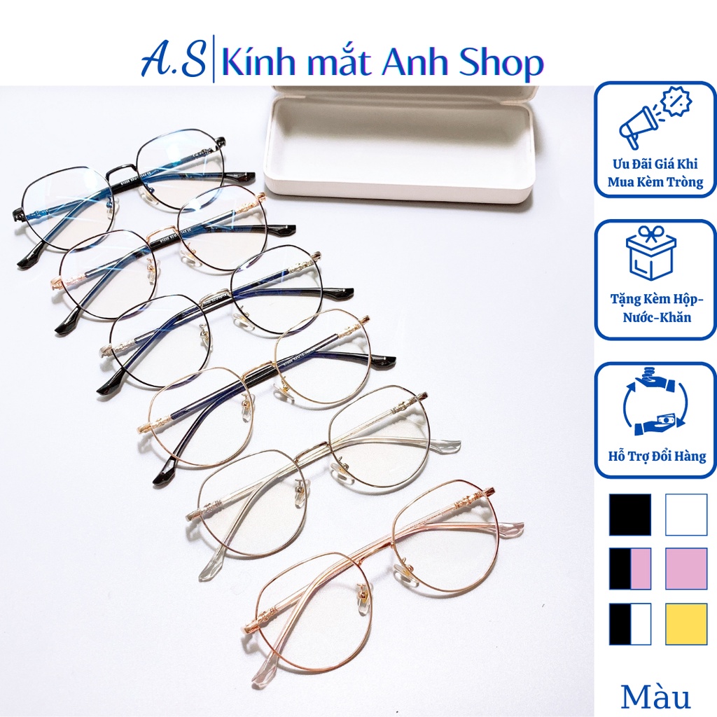 Kính kim loại thời trang nam nữ gọng kính tròn 61035A - 5285A